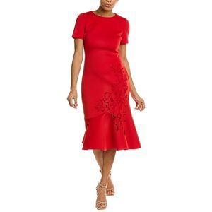 white christmas dresses Badgley Mischka Laser Cut Flower Trapeze Gown main image 1